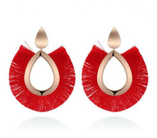 Europe and the United States exaggerated metal wind retro personality exaggerated silk tassel earrings YLX-018