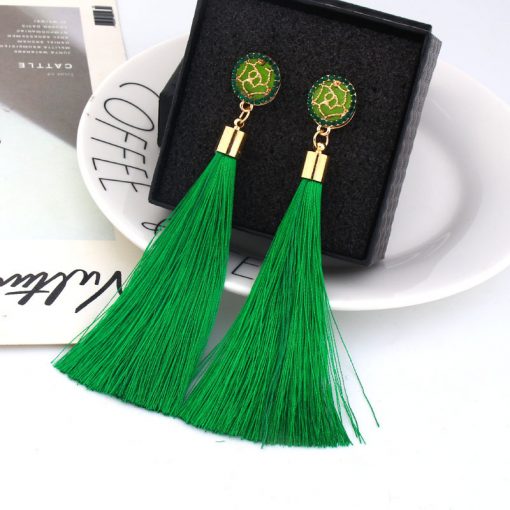 European and American fashion hot sale Chao women exaggerated long temperament rose flower tassel earrings YLX-037