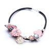 New Printed Fabric Flower Necklace Girl Pearl Rhinestone Exaggerated Jewelry YNR-021