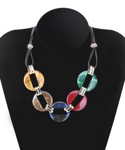 Color acrylic acetate plate pendant necklace female wax line popular necklace YNR-014