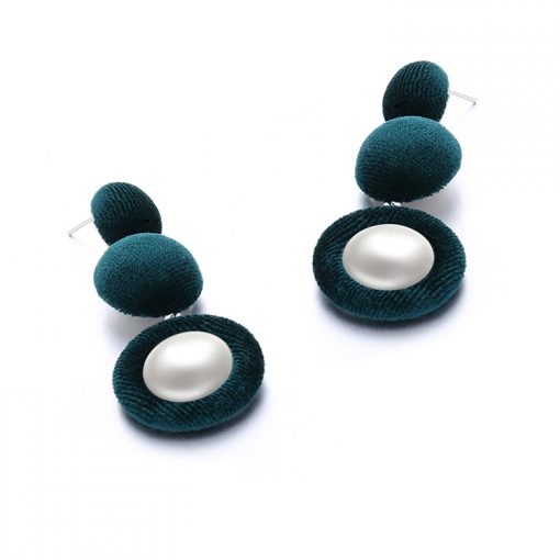 Korean flannel button inlaid pearl earrings wholesale YNR-035