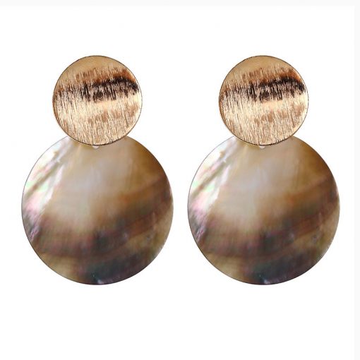 Europe and the United States heavy metal temperament curved disc natural shell ring personality earrings YLX-118