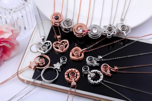 100 languages express I love you necklace 100 kinds of love projection pendant clavicle chain Mixed batch YNS-002