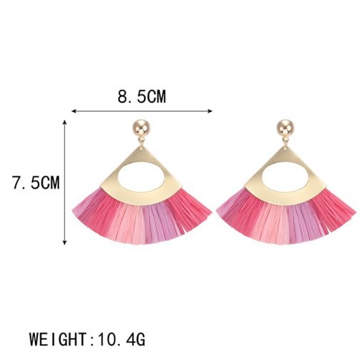 Lafite grass tassel new fan-shaped earrings YNR-031