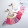 Lafite grass tassel new fan-shaped earrings YNR-031