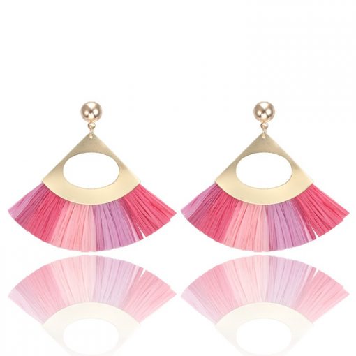 Lafite grass tassel new fan-shaped earrings YNR-031