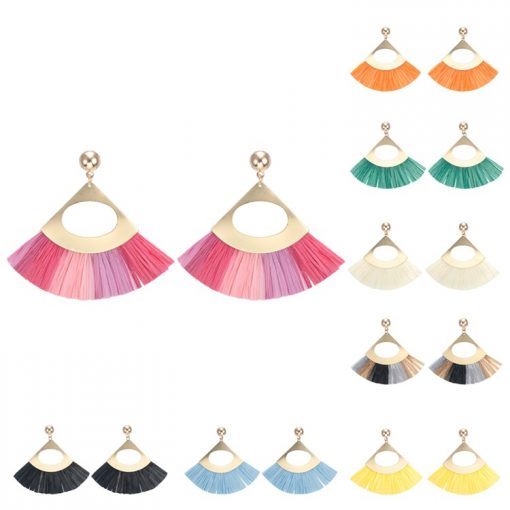 Lafite grass tassel new fan-shaped earrings YNR-031