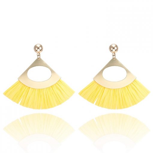 Lafite grass tassel new fan-shaped earrings YNR-031