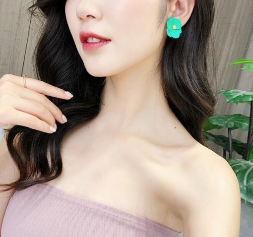 Color flower earrings female Korean temperament exaggerated cold wind earrings YLX-054