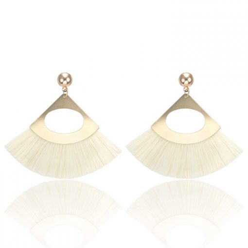 Lafite grass tassel new fan-shaped earrings YNR-031