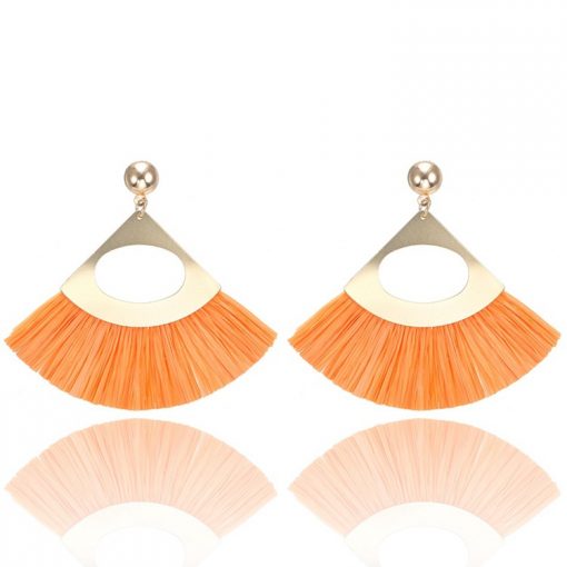 Lafite grass tassel new fan-shaped earrings YNR-031