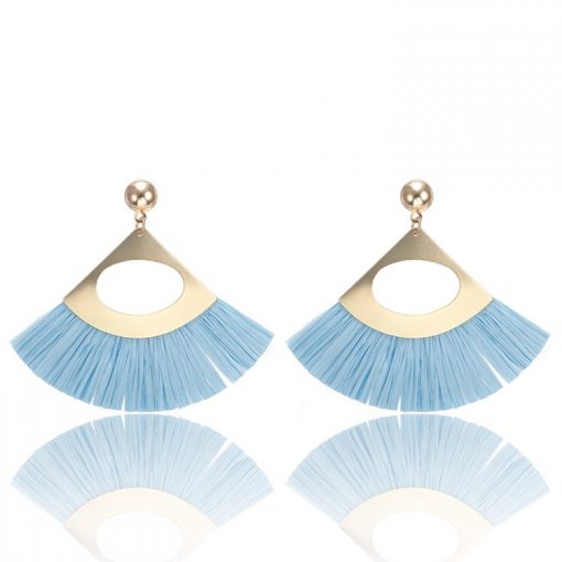 Lafite grass tassel new fan-shaped earrings YNR-031