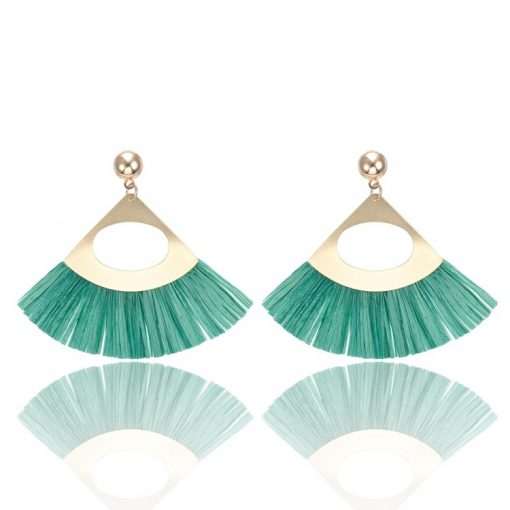 Lafite grass tassel new fan-shaped earrings YNR-031