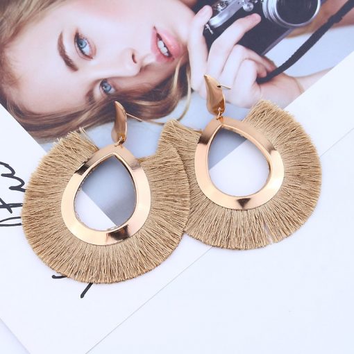 Europe and the United States exaggerated metal wind retro personality exaggerated silk tassel earrings YLX-018