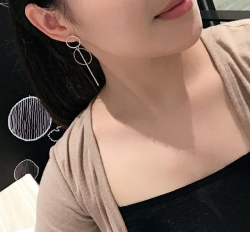 Simple Korean version of the long tassel pendant size circle women’s earrings YLX-073