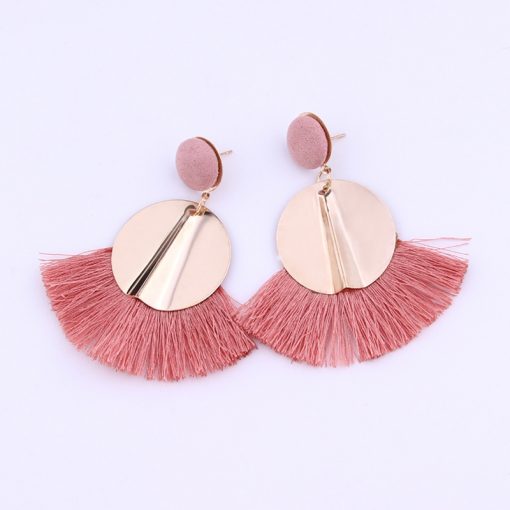 Europe and the United States big round metal color round tassel earrings retro exaggerated national wind earrings YLX-058