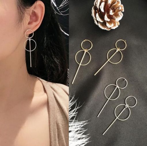 Simple Korean version of the long tassel pendant size circle women’s earrings YLX-073