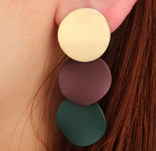 European and American temperament geometric bump color matching small round wind chime fashion earrings trend wild round earrings ylx-080