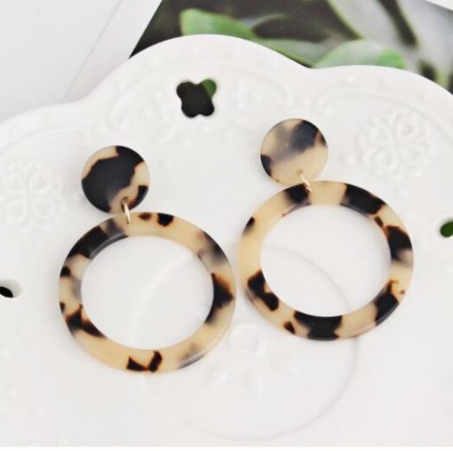 Hot sale exaggerated geometry acrylic acetate plate leopard woman earrings YLX-110