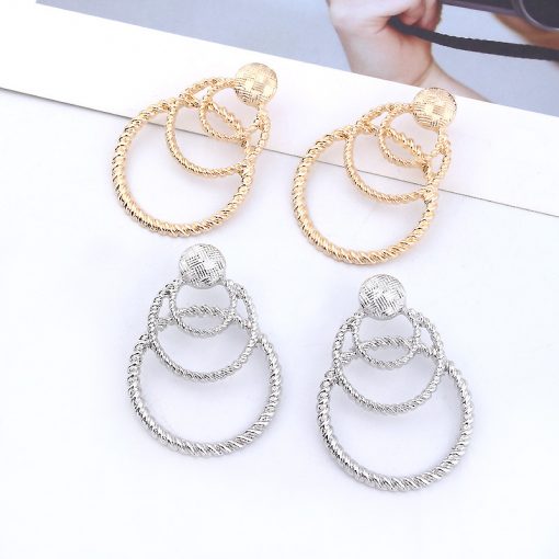 New exaggerated circle earrings metal multi-layer round earrings Vintage fashion earrings YLX-105