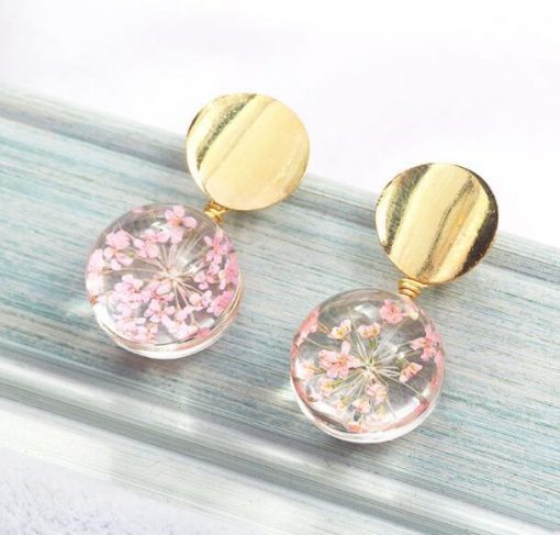 Small fresh glass ball starry earrings Korean version of temperament wild sequin petal earrings YLX-104