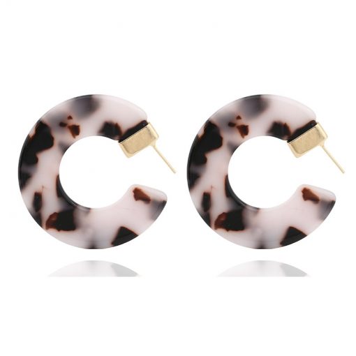 Factory direct leopard resin earrings acetate version semi-circular earrings earrings opening C-shaped earrings foreign trade earrings YLX-043
