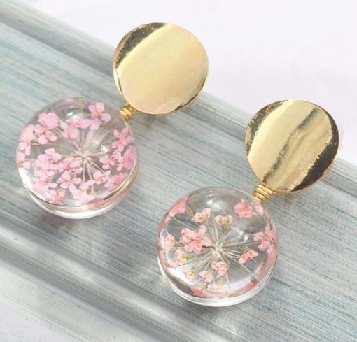 Small fresh glass ball starry earrings Korean version of temperament wild sequin petal earrings YLX-104