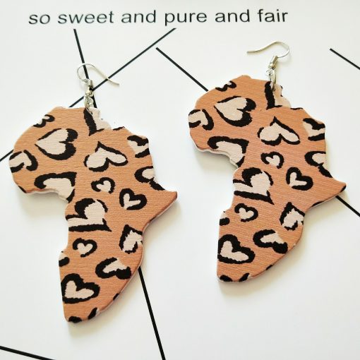 European and American popular geometric map Stylish wooden round earrings Mixed batch SHAX-165