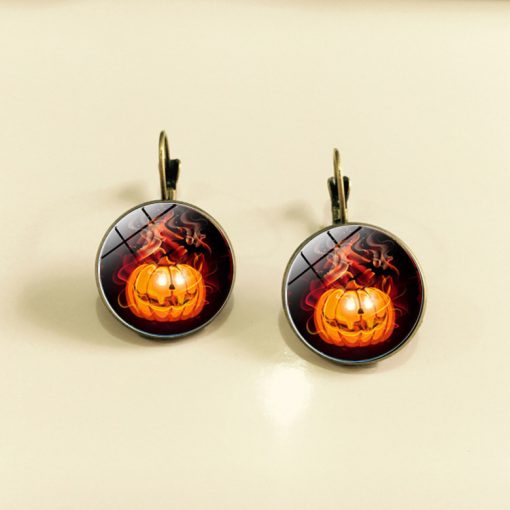 Halloween Time Gem Witches Vintage Bronze Night Cry Earrings YFT-154