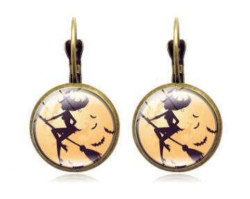 Halloween Time Gem Witch Vintage Bronze Earring YFT-156
