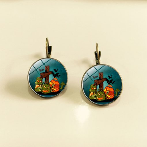 Halloween Time Gem Witches Vintage Bronze Night Cry Earrings YFT-154
