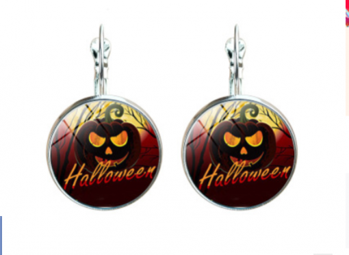 Halloween Time Gem Witch Vintage Bronze Night Cry Earrings YFT-155