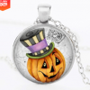Halloween DIY Pumpkin Time Gemstone Necklace Pendant silver Mixed batch   YFT-146