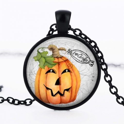 Halloween DIY Pumpkin Time Gemstone  Necklace Pendant black Mixed batch   YFT-147