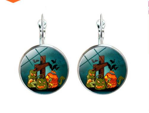 Halloween Time Gem Witch Vintage Bronze Night Cry Earrings YFT-155