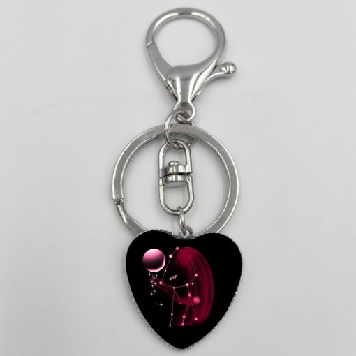 New 12 Constellation Heart Keychain Jewelry Accessories Bag Pendant YFT-157