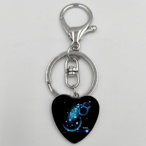 New 12 Constellation Heart Keychain Jewelry Accessories Bag Pendant YFT-157