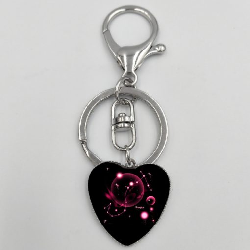 New 12 Constellation Heart Keychain Jewelry Accessories Bag Pendant YFT-157