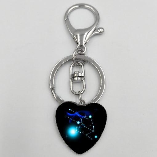 New 12 Constellation Heart Keychain Jewelry Accessories Bag Pendant YFT-157