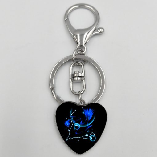 New 12 Constellation Heart Keychain Jewelry Accessories Bag Pendant YFT-157