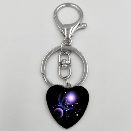 New 12 Constellation Heart Keychain Jewelry Accessories Bag Pendant YFT-157