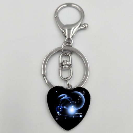 New 12 Constellation Heart Keychain Jewelry Accessories Bag Pendant YFT-157