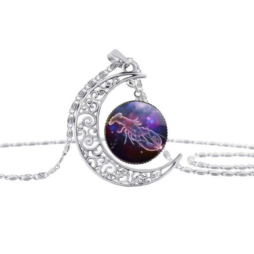 New Starry Animals 12 Constellation Moon Necklace Time Gemstone Pendant YFT-138