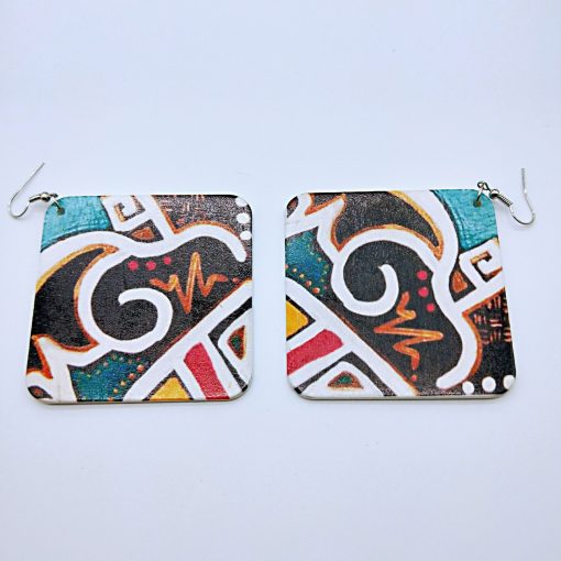 Popular geometric abstract pattern fashion ultra light wood earrings SZAX-256