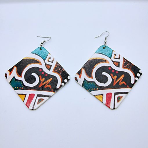 Popular geometric abstract pattern fashion ultra light wood earrings SZAX-256