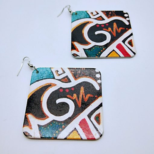 Popular geometric abstract pattern fashion ultra light wood earrings SZAX-256