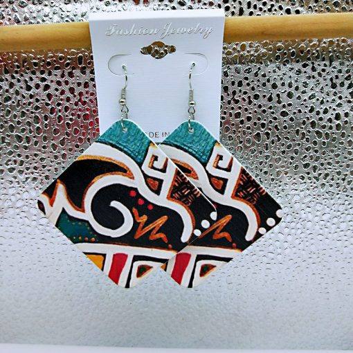 Popular geometric abstract pattern fashion ultra light wood earrings SZAX-256