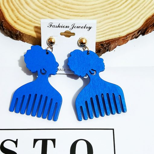 Women’s popular new color comb wooden earrings Mixed batch SZAX-218