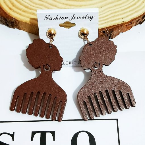 Women’s popular new color comb wooden earrings Mixed batch SZAX-218