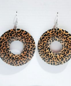 Exaggerated geometric round leopard fashion wood earrings SZAX-240
